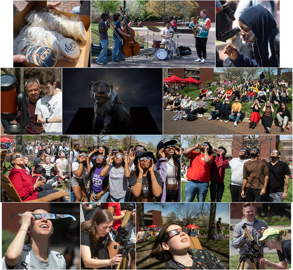 Collage of Photos from SIUE Solar Eclipse Viewing Party