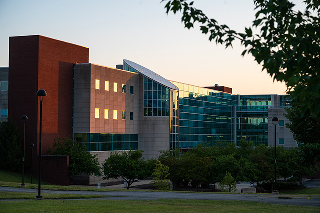 Photo of the North Face of the Engineering Building at Dusk